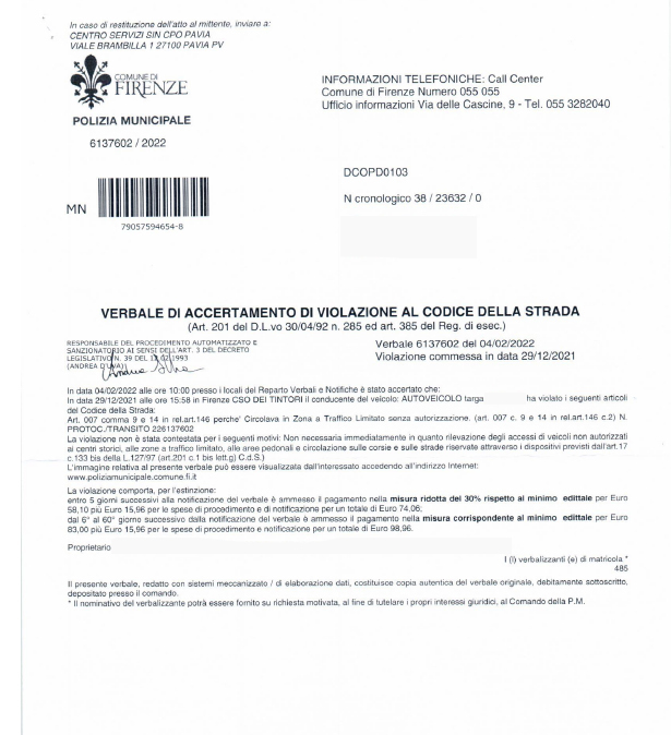 Segnaletica multa stradale in Italia